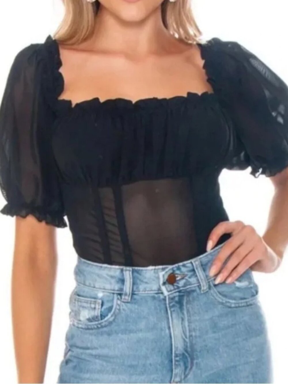 Lani the Label Bubble Sleeve Bodysuit - L